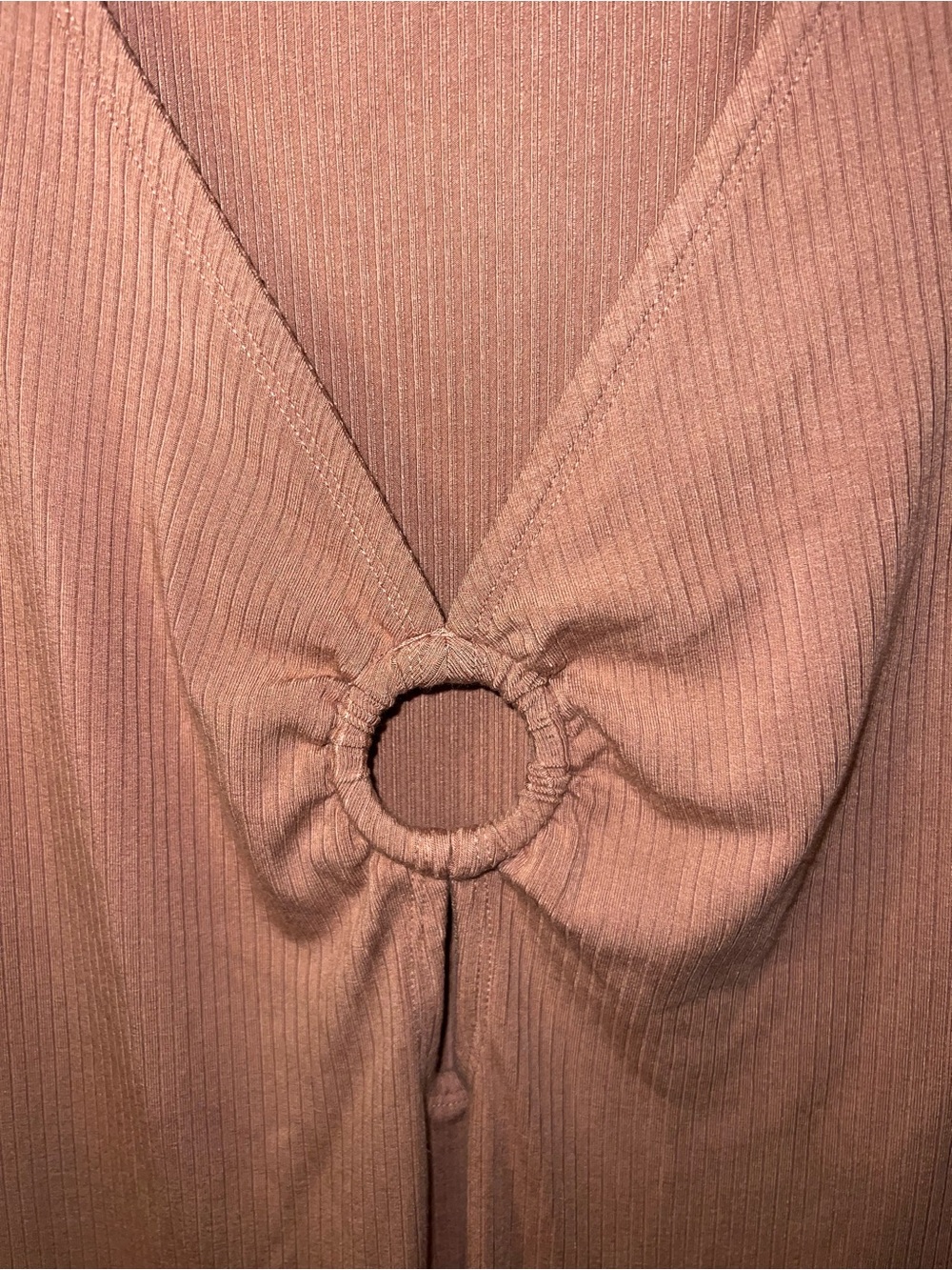 Abercrombie & Fitch Tan Ring-Detail V-Neck Midi Dress - Picture 2 of 3